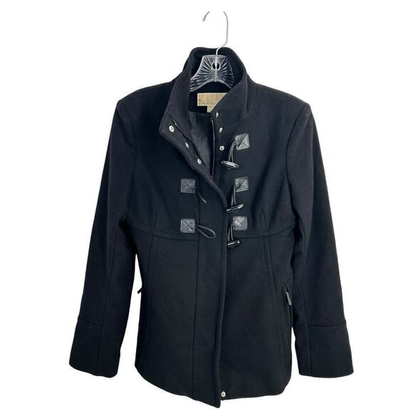 Michael Kors Jackets & Blazers - Michael Kors Wool Blend Peacoat Zipper Front Toggle Black Button Size 4